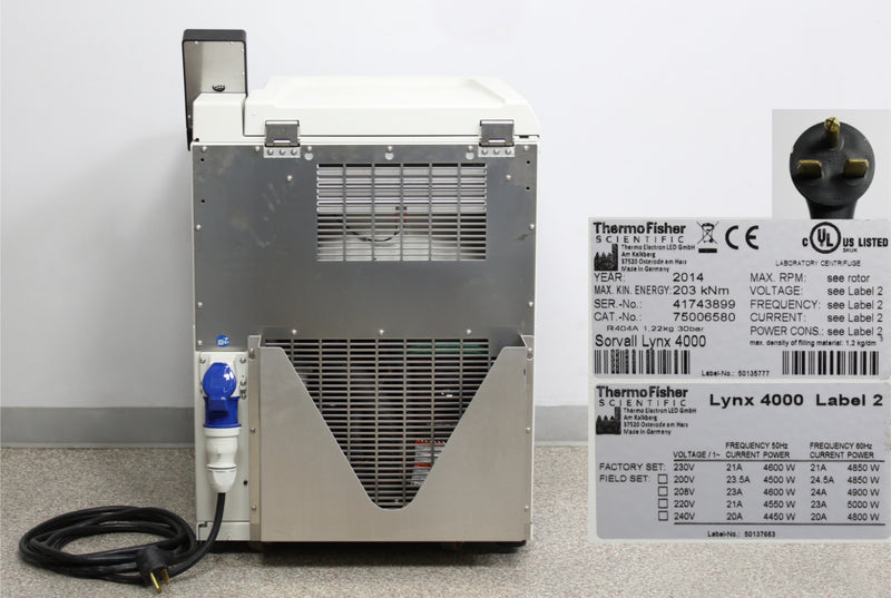 Thermo Sorvall Lynx 4000 Refrigerated Floor Centrifuge w/ Fiberlite F14-6x250y