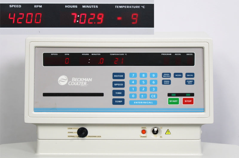 Beckman Coulter J6-MI High-Capacity Refrigerated Floor Centrifuge Control Panel and Screen