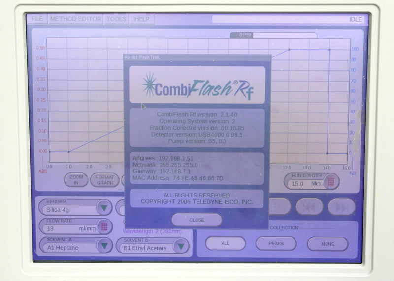 Teledyne Isco CombiFlash Rf 200 Automated Flash Chromatography 625230012