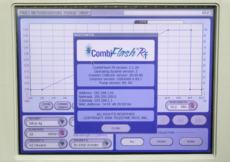 Teledyne Isco CombiFlash Rf 200 625230012 Automated Flash Chromatography