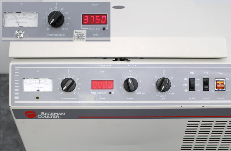 Beckman Coulter Allegra 6R Refrigerated Benchtop Centrifuge Control Panel and Screen