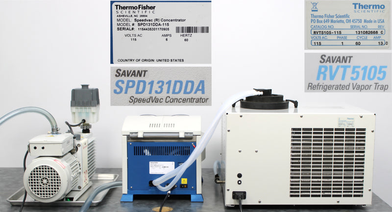 Thermo Savant SPD131DDA SpeedVac Concentrator with RVT5105 Vapor Trap and Pump