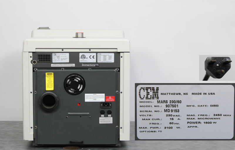 CEM MARS 5 230/60 907501 Accelerated Reaction Microwave Digestion Oven