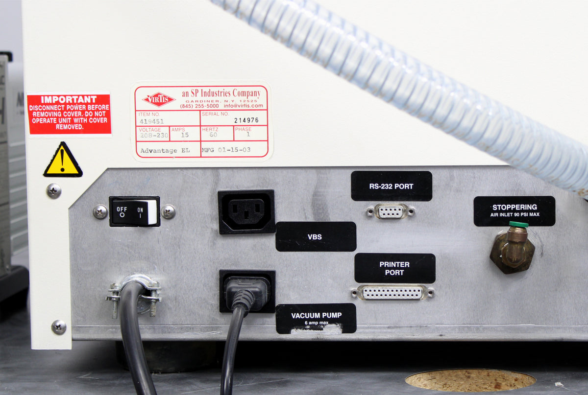 SP VirTis Advantage EL Benchtop Shelf Freeze Dryer Lyophilizer with Va