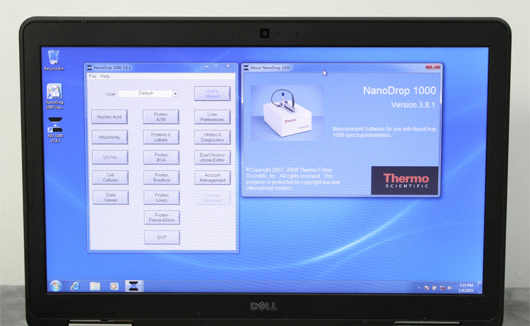 Thermo Scientific NanoDrop 1000 ND-1000 UV/Vis Spectrophotometer with Laptop & Software