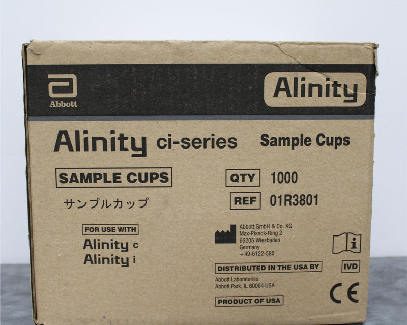 Alinity ci Series 1,000 Sample Cups 01R3801 F/Abbott Architect Series Analyzers