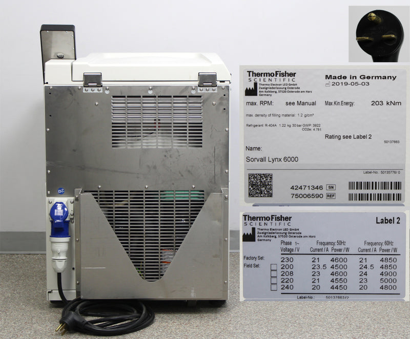 Thermo Sorvall Lynx 6000 Refrigerated Floor Centrifuge and F9-6x1000 LEX Rotor