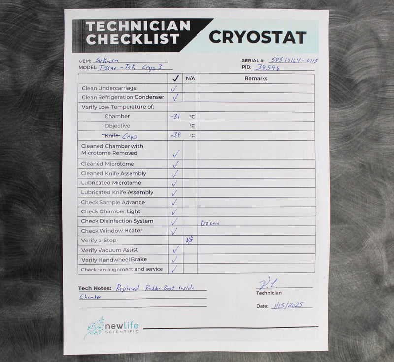 Sakura Tissue-Tek Cryo3 Plus D115 Cryostat Microtome 5851 and Knife Holder