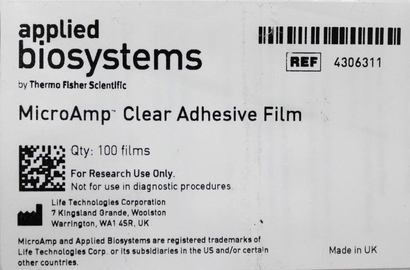 Thermo Fisher Applied Biosystems 430611 MicroAmp Clear Adhesive Film 100ct.