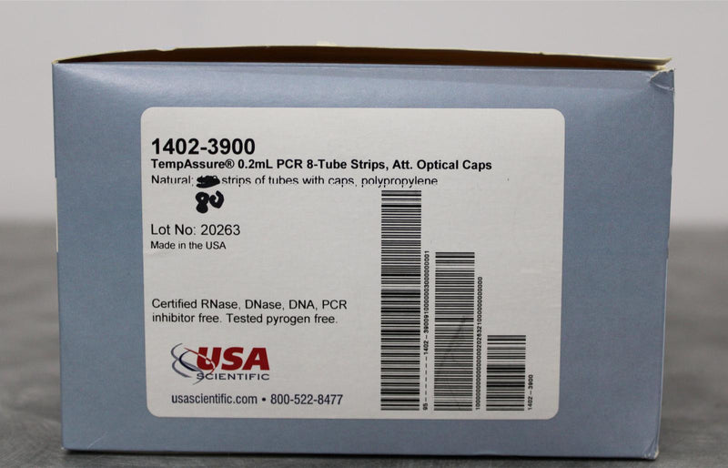 USA Scientific TempAssure 0.2mL PCR 8-Tube Strips w/ Attached Caps 80 ct.