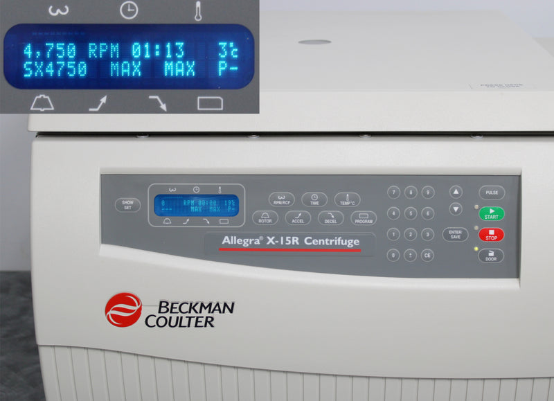 Beckman Coulter Allegra X-15R Refrigerated Benchtop Centrifuge Control Panel and Screen