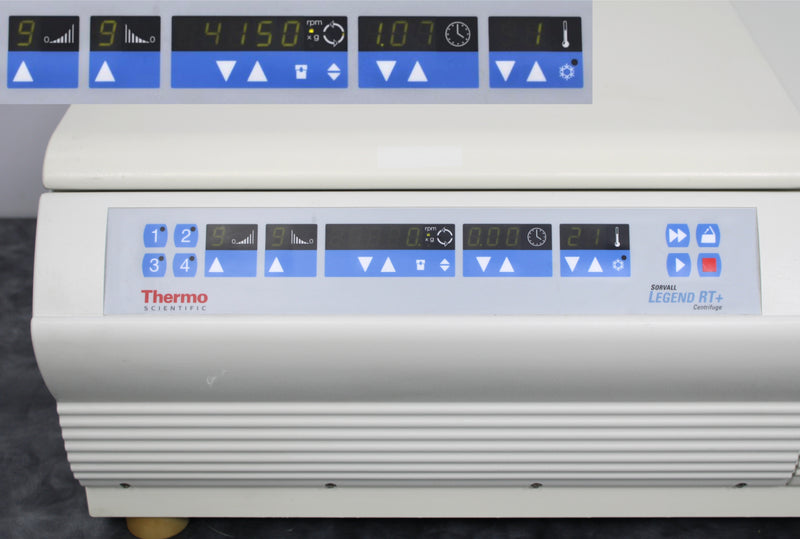 Thermo Sorvall Legend RT+ 75004377 Refrigerated Benchtop Centrifuge Control Panel and Screen