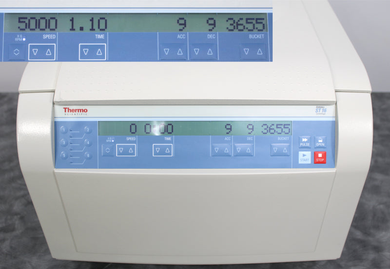 Thermo Scientific Sorvall ST16 Benchtop Centrifuge Control Panel and Screen