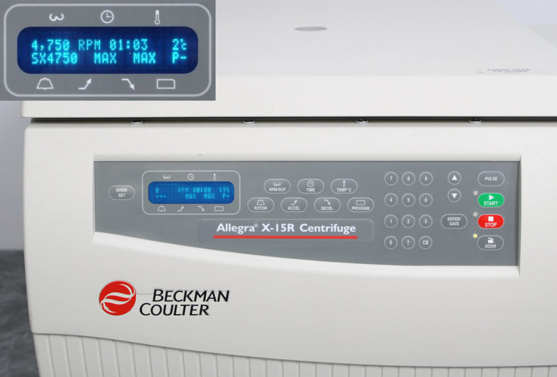 Beckman Coulter Allegra X-15R Refrigerated Benchtop Centrifuge Control Panel and Screen