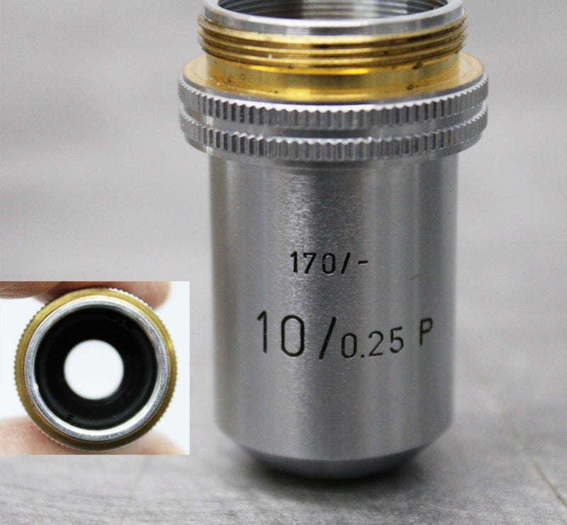 Leitz Wetzlar Microscope Objectives 3.5/0.10 170/- P and 10/0.25 170/- P