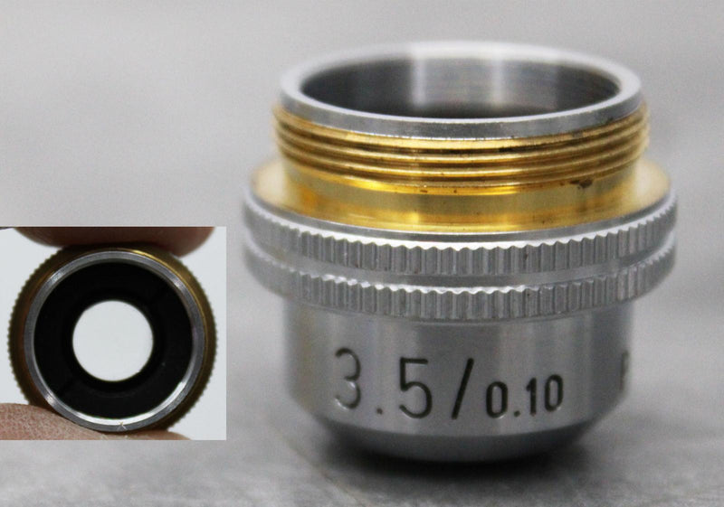 Leitz Wetzlar Microscope Objectives 3.5/0.10 170/- P and 10/0.25 170/- P