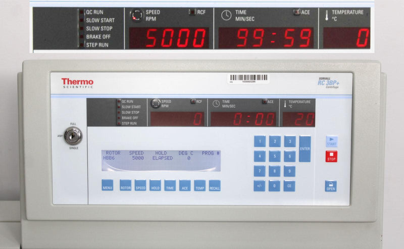 Thermo Scientific Sorvall RC 3BP+ Low-speed Floor Centrifuge Control Panel and Screen