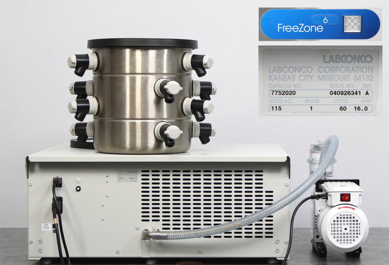 Labconco FreeZone 6 -55°C Benchtop Freeze Dryer Lyophilizer Back Panel, Label with Serial Number, Logo