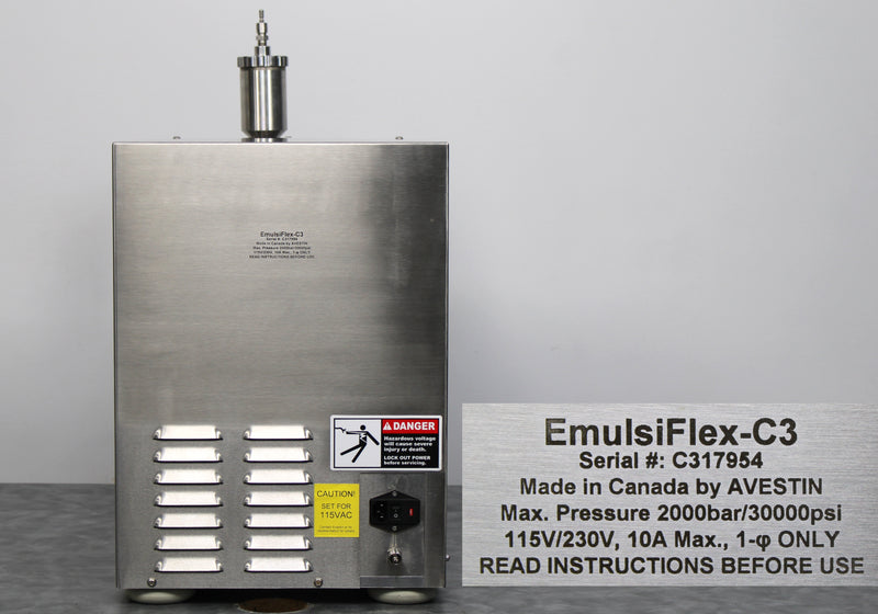 Avestin EmulsiFlex-C3 Microfluidizer High Pressure Homogenizer