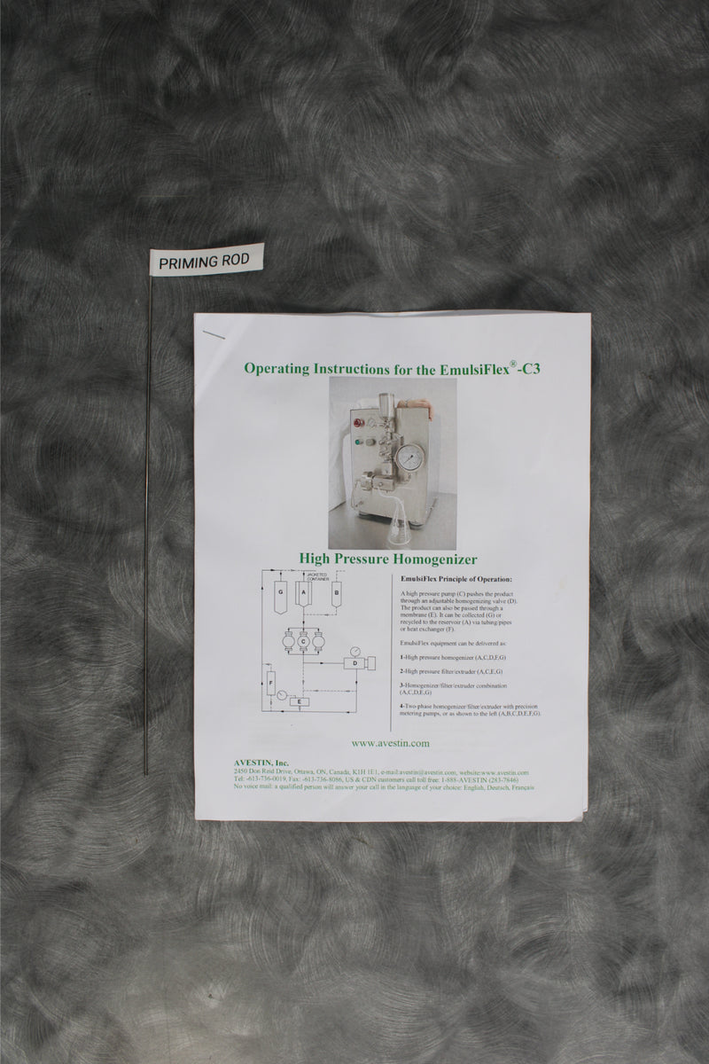 Avestin EmulsiFlex-C3 Microfluidizer High Pressure Homogenizer