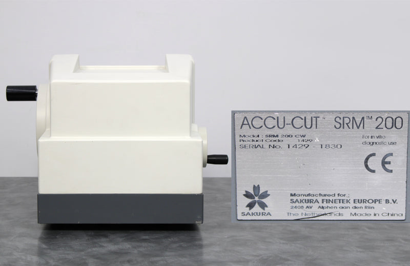 Sakura Accu-Cut SRM 200 CW Manual Rotary Microtome Back Panel, Label with Serial Number