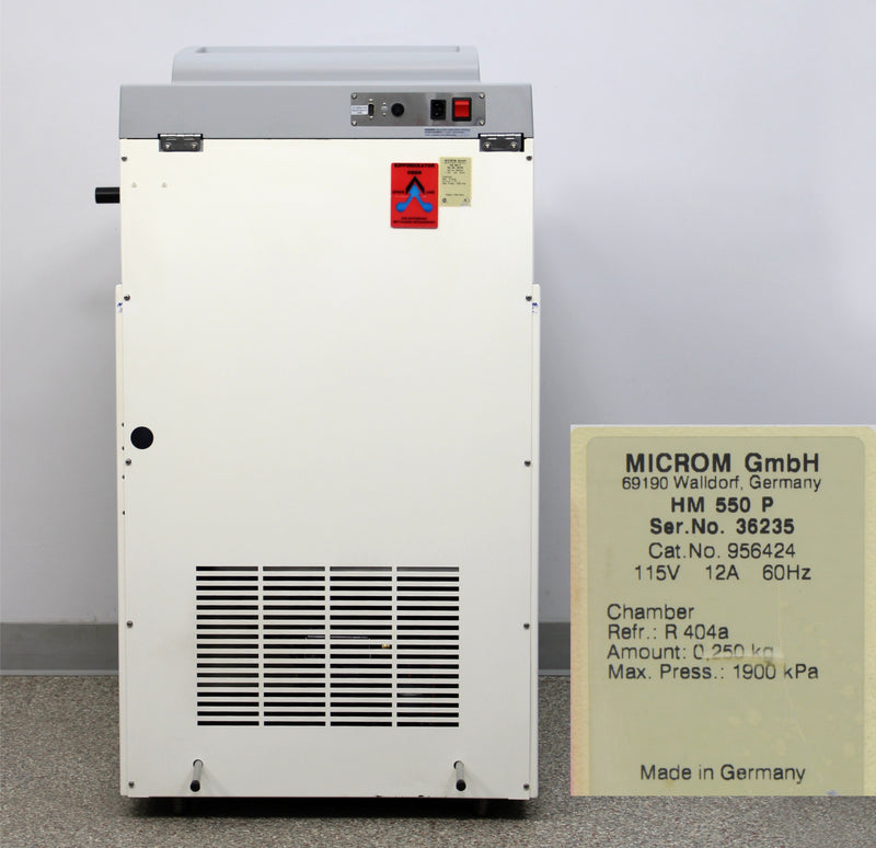 Thermo Scientific Microm HM 550 P Cryostat Back Panel, Label with Serial Number