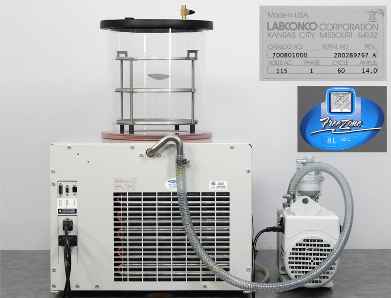 Labconco FreeZone 8 Liter -50°C Benchtop Freeze Dryer 700801000 with Pump