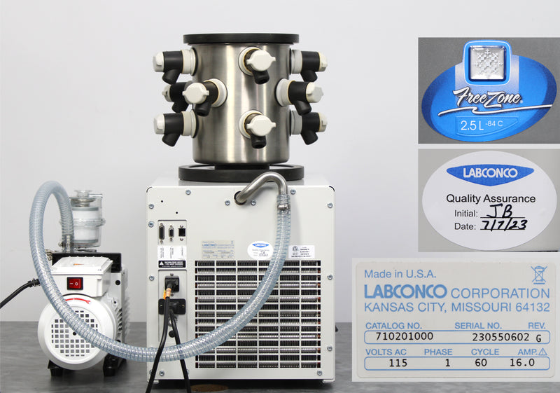 Labconco FreeZone 2.5L -84°C Benchtop Freeze Dryer 710201000 w/ Pump & Manifold