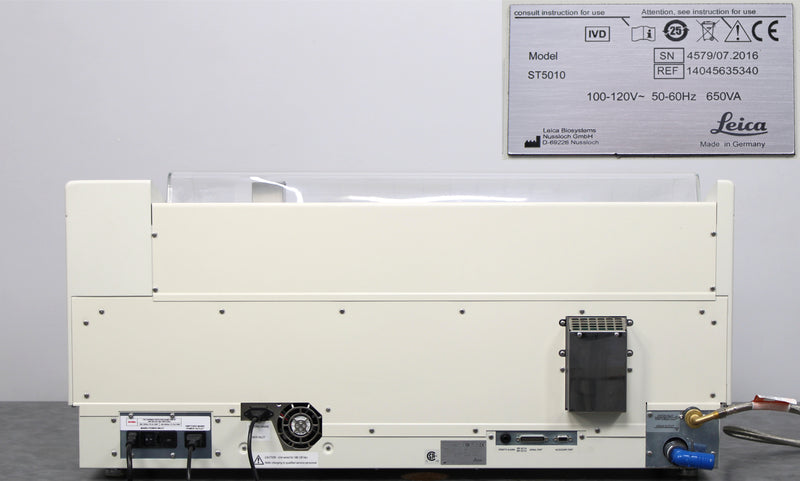 Leica AutoStainer XL Programmable Automatic Benchtop Slide Stainer Back Panel, Label wtih Serial number