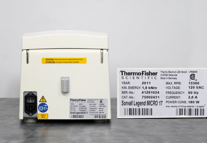 Thermo Scientific Sorvall Legend Micro 17 75002431 Benchtop Microcentrifuge