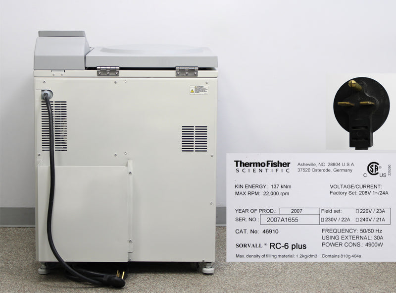 Thermo Scientific Sorvall RC-6 Plus Refrigerated Floor Centrifuge 208V 46910