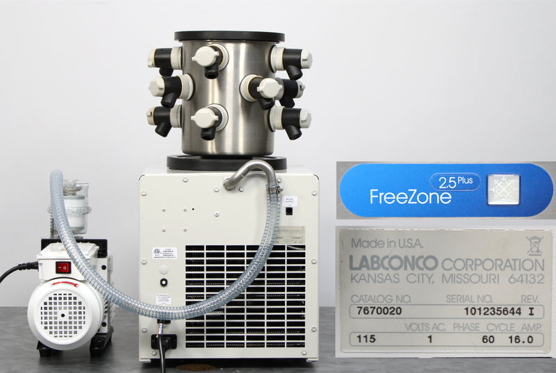 Labconco FreeZone 2.5 Plus Benchtop Freeze Dryer 7670020 and 12-Port Manifold