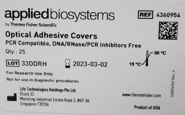 Applied Biosystems 4360954 Optical Adhesive Covers PCR Compatible 25 p/Pack