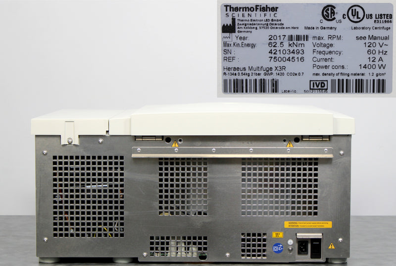 Thermo Heraeus Multifuge X3R Refrigerated Benchtop Centrifuge with TX-750 Rotor