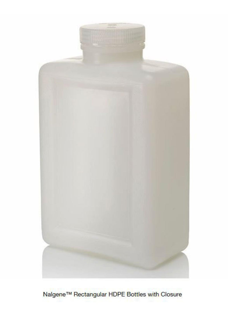 x12 Thermo Scientific 2007-0064 Nalgene Rectangle HDPE Bottles and Screw Cap 2L