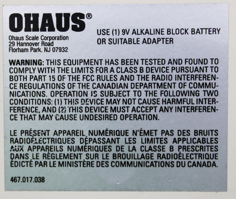 Ohaus LS2000 Portable Standard Balance 1 to 2000 gram Reading