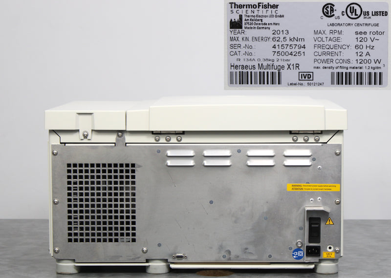 Thermo Heraeus Multifuge X1R Refrigerated Benchtop Centrifuge and TX-400 Rotor