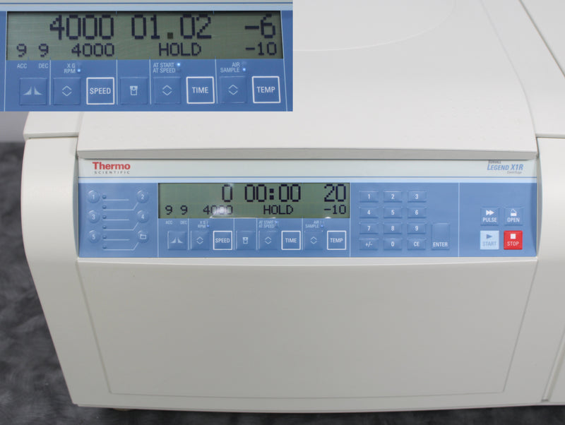 Thermo Sorvall Legend X1R Benchtop Centrifuge Control Panel and Screen