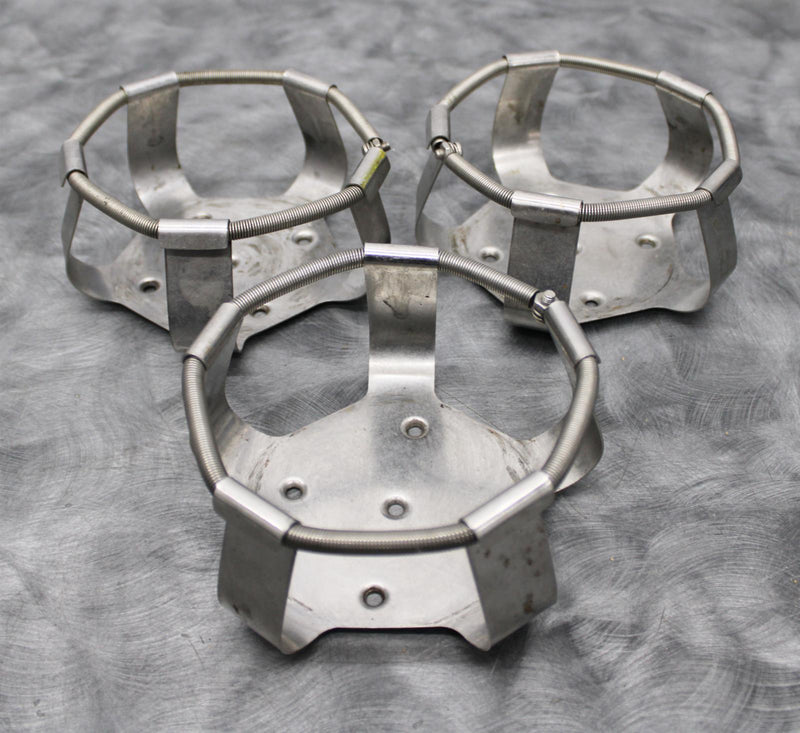 x3 Stainless Steel 2000mL Incubator Platform Shaker Flask Clamps with Springs