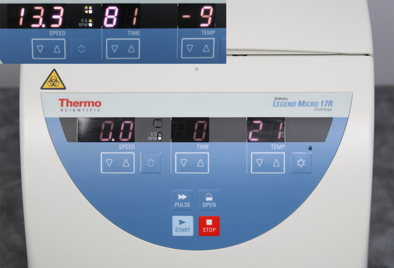 Thermo Legend Micro 17R Benchtop Microcentrifuge control panel and screen