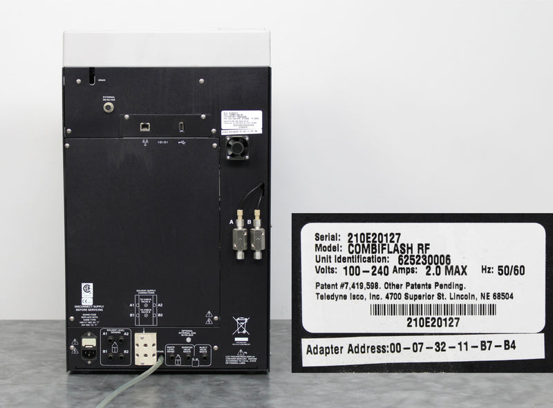 Teledyne Isco CombiFlash Rf Automated Flash Chromatography Back Panel, Label with Serial Number