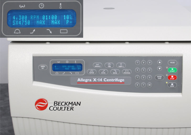 Beckman Coulter Allegra X-14 Benchtop Centrifuge Control Panel and Screen