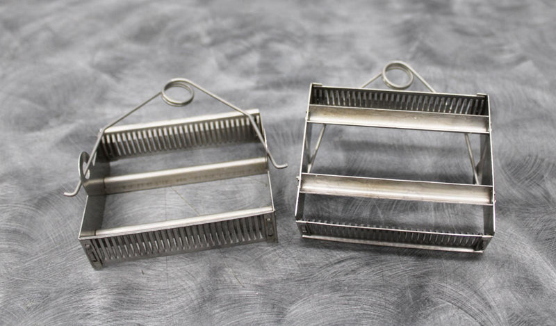 Lot of 2 30-Place Stainless Steel Laboratory Slide Staining Rack with Handles