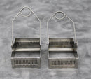Lot of 2 20-Place Stainless Steel Laboratory Slide Staining Racks with Handle