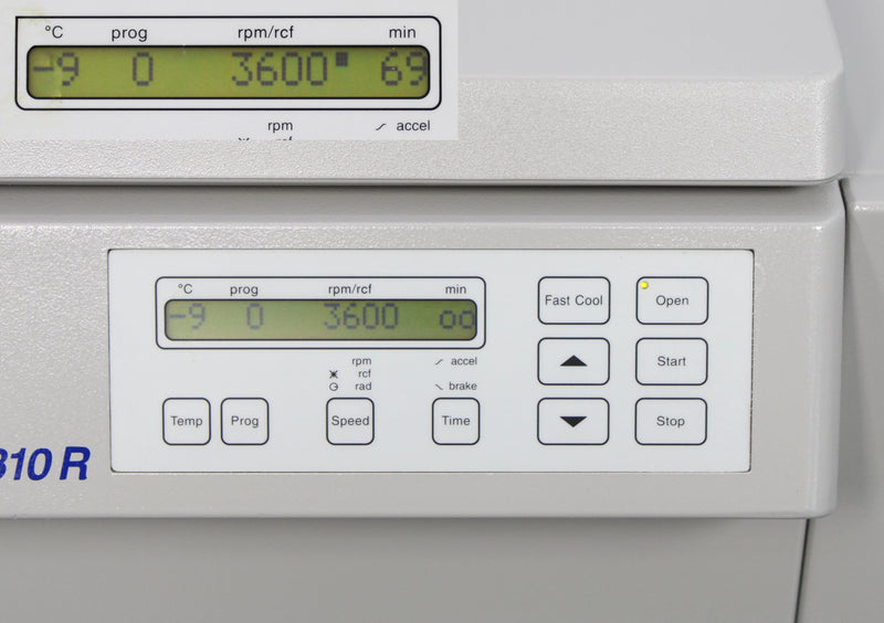 Eppendorf 5810R Refrigerated Benchtop Centrifuge Control Panel and Screen