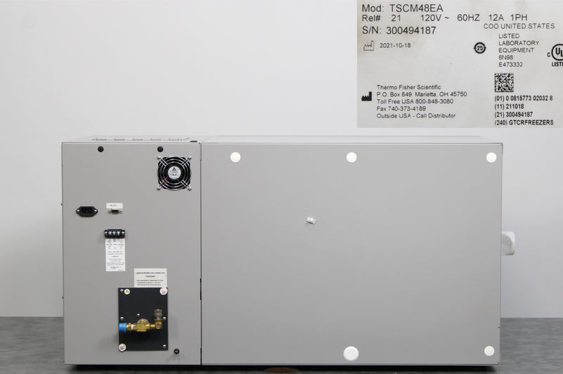 Thermo Scientific TSCM48EA 48L CryoMed Controlled-Rate Freezer Back Panel, Label with Serial Number and Manufacture Date