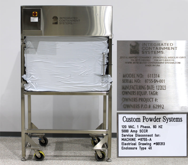 Custom Powder Systems Downflow Booth Glove Box Isolator Passthrough 611314