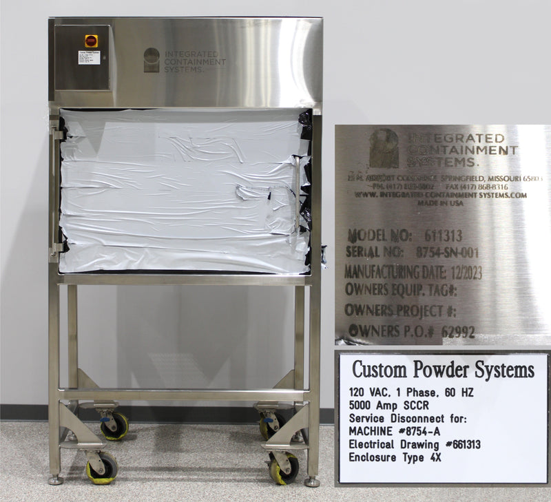 Custom Powder Systems Downflow Booth Glove Box Isolator Passthrough 611313