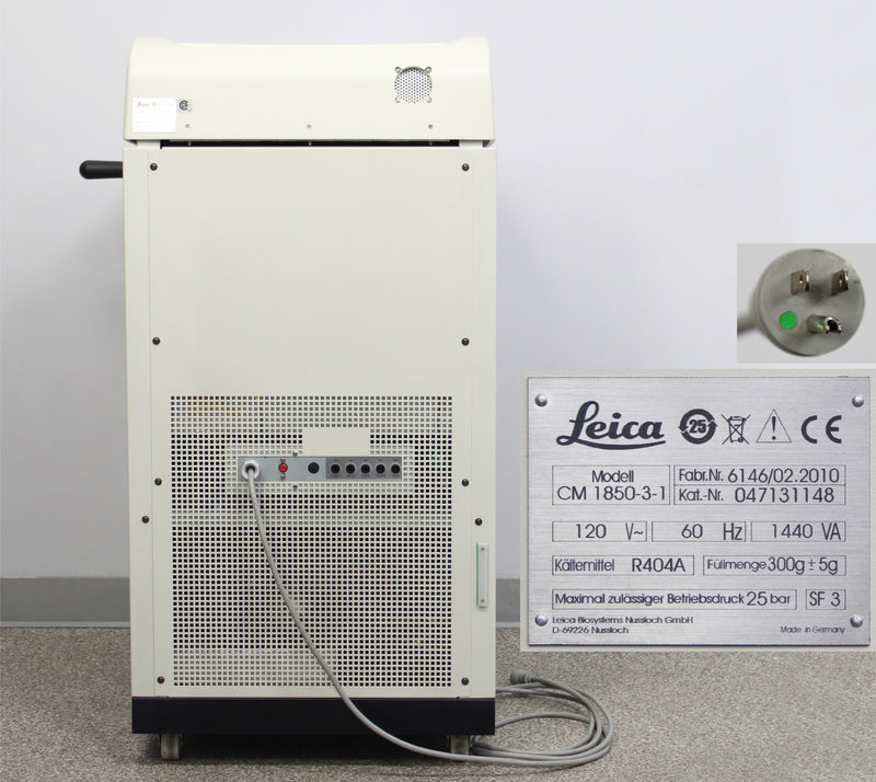 Leica CM1850-3-1 Cryostat Microtome Back Panel, Label with Serial Number, Plug