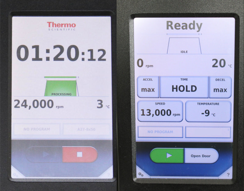 Thermo Sorvall Lynx 4000 Refrigerated Floor Centrifuge Control Screen